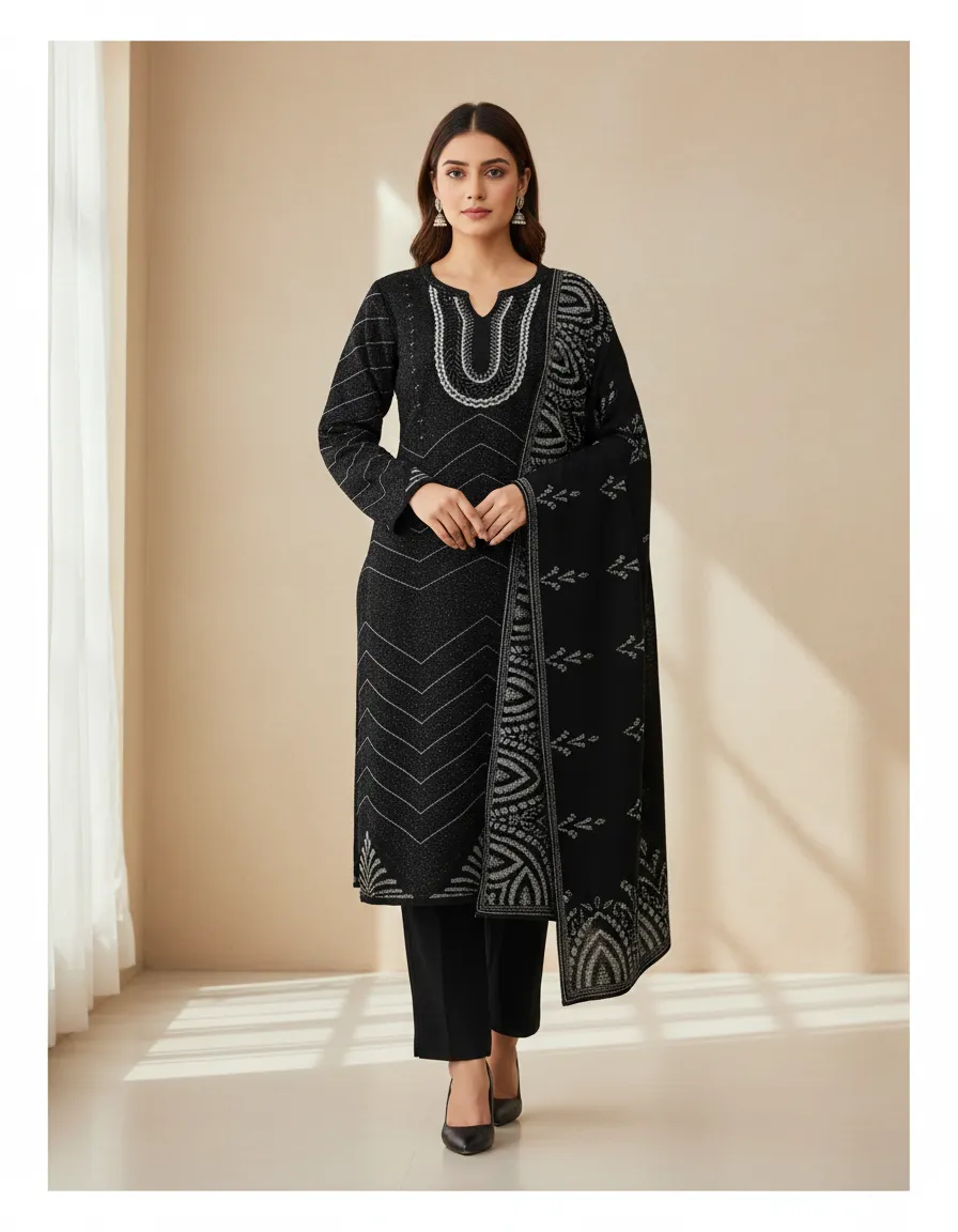 Black Woolen Suit Set