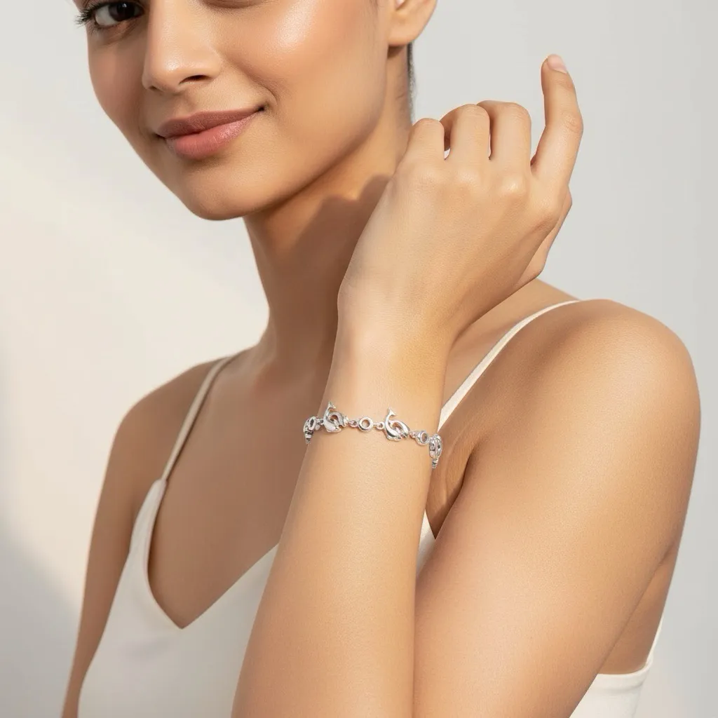 Silver Dolphins Charm Bracelet