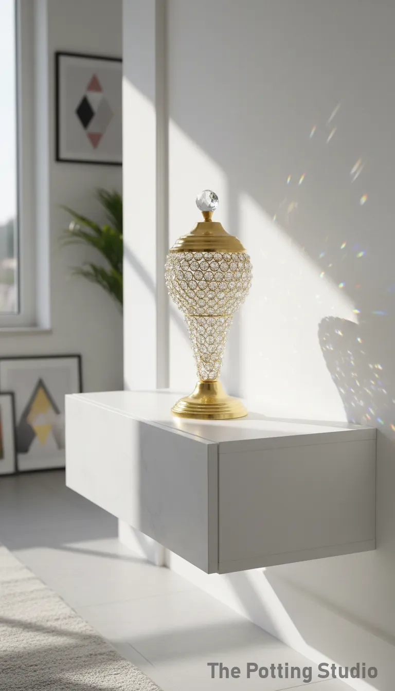 Crystal and Gold Ornament 14"H& 6"W