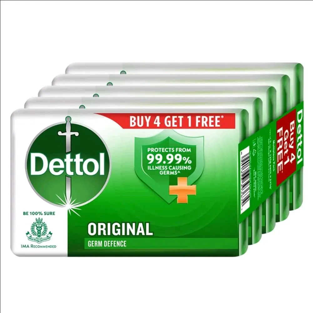 Dettol Bathing Soap Bar Original (Pack of 5 x 125 g each)