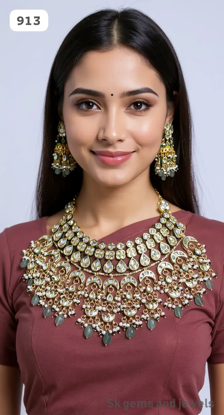 Kundan Meena Jewellery Set