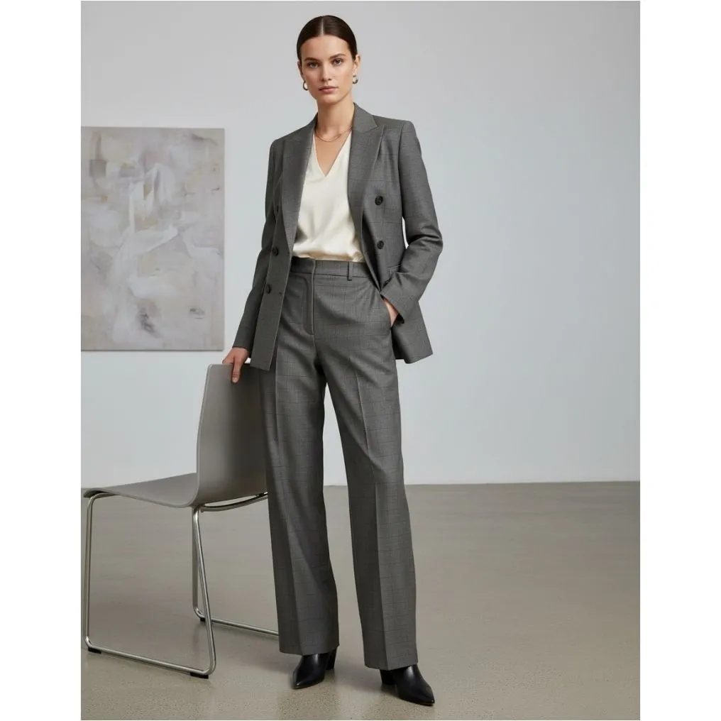 Female Grey Plaid Fabric
