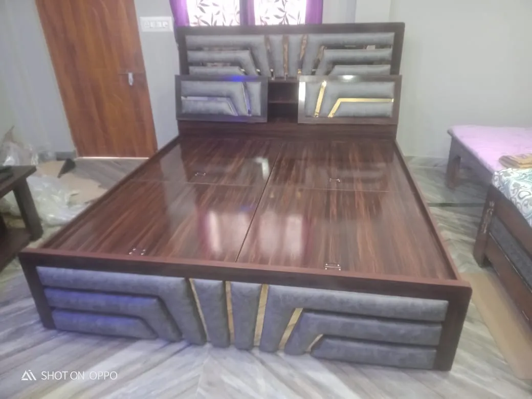 Modern Wooden Bed with Storage