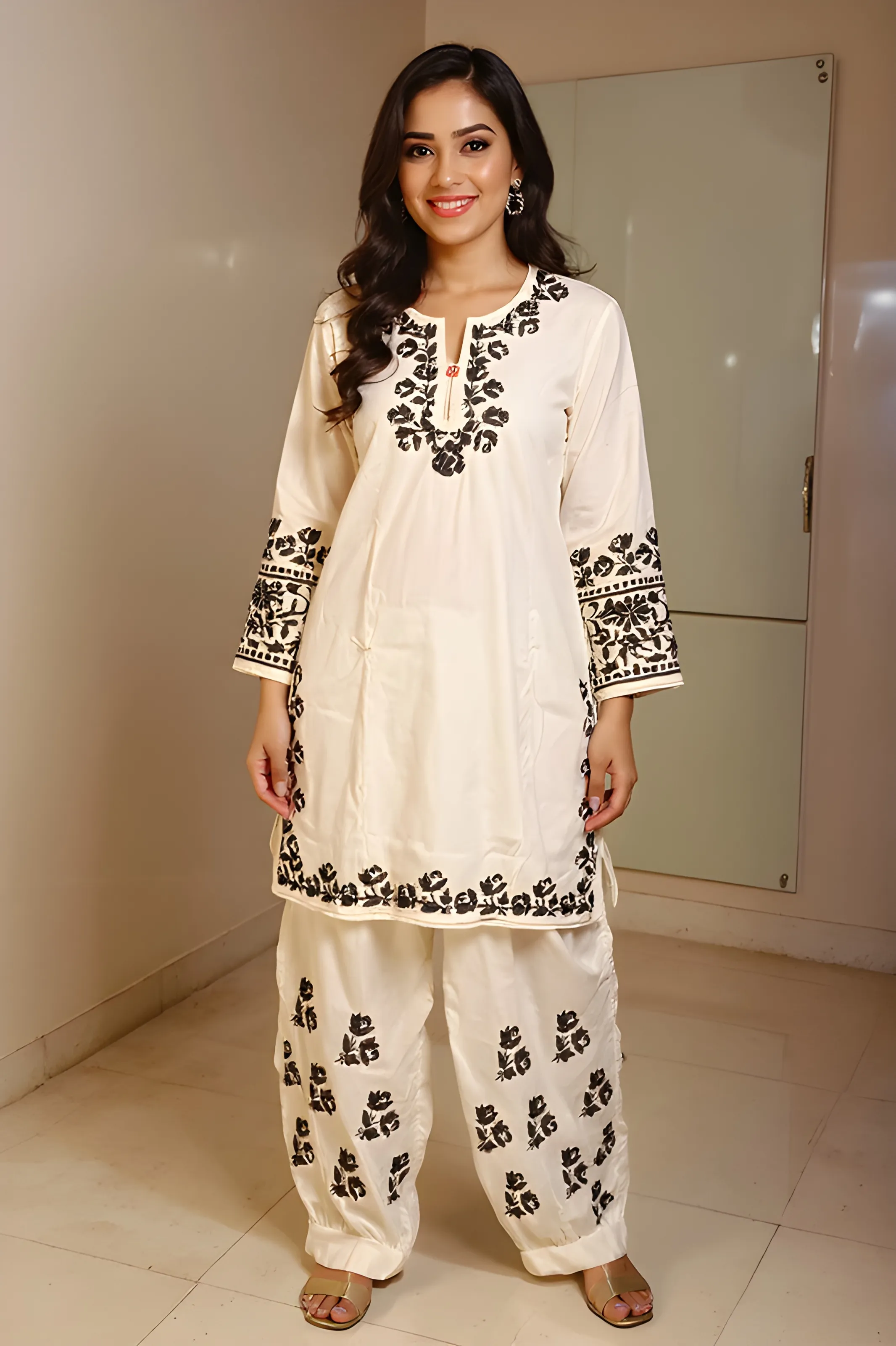Embroidered Afghani Kurta Set