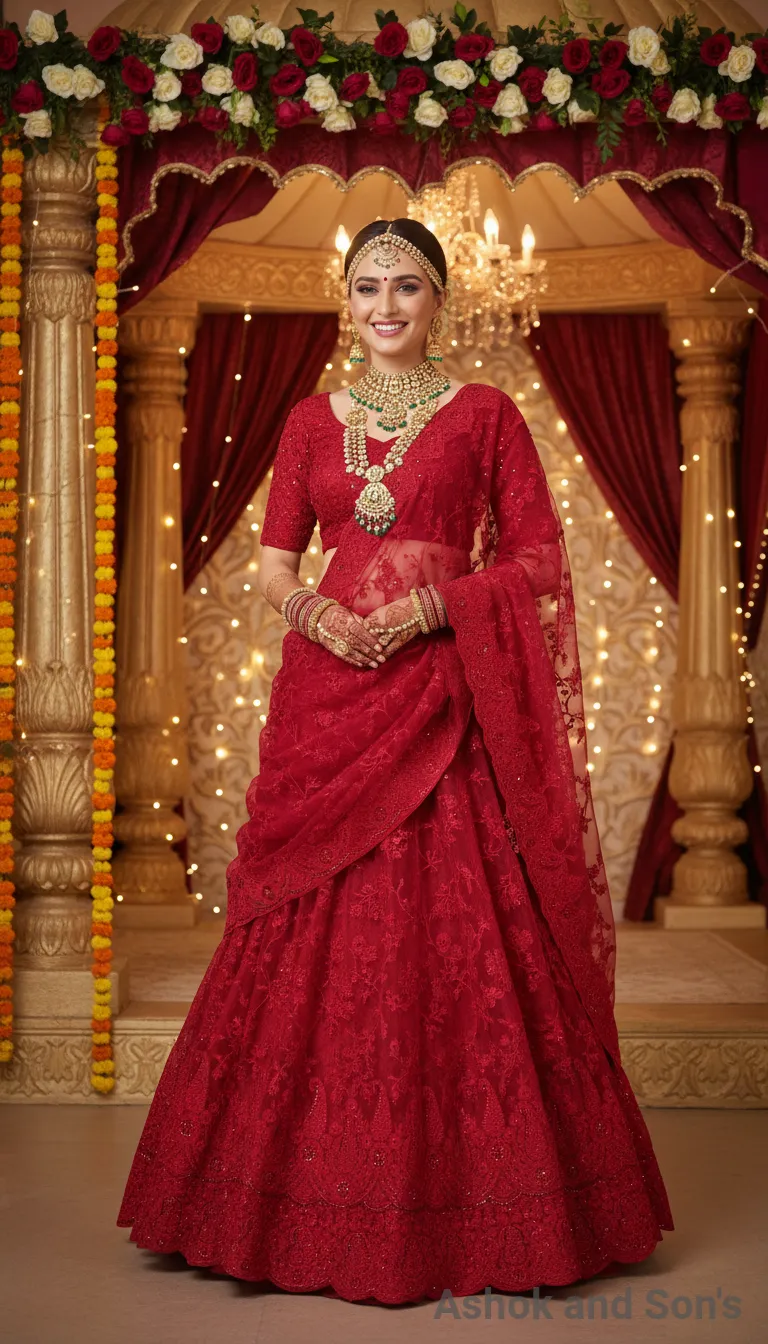 Embroidered Red Sari