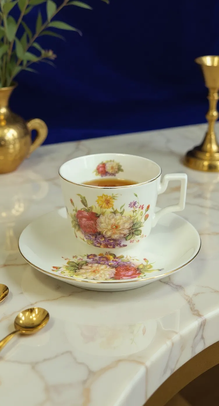 Floral Porcelain Cup and Saucer