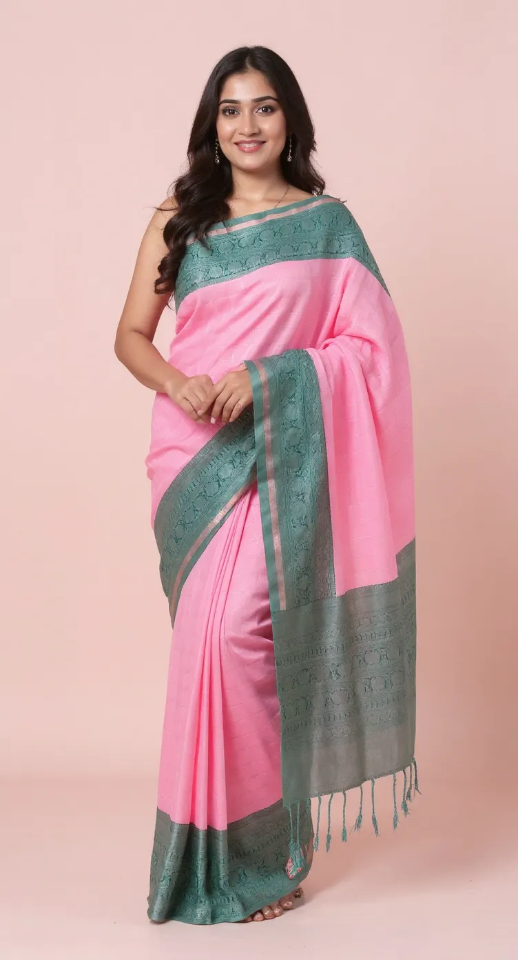 Banarasi Pink Silk Saree