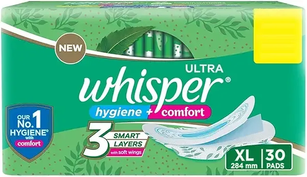 Whisper Ultra Clean Sanitary Pads XL 30 Pieces