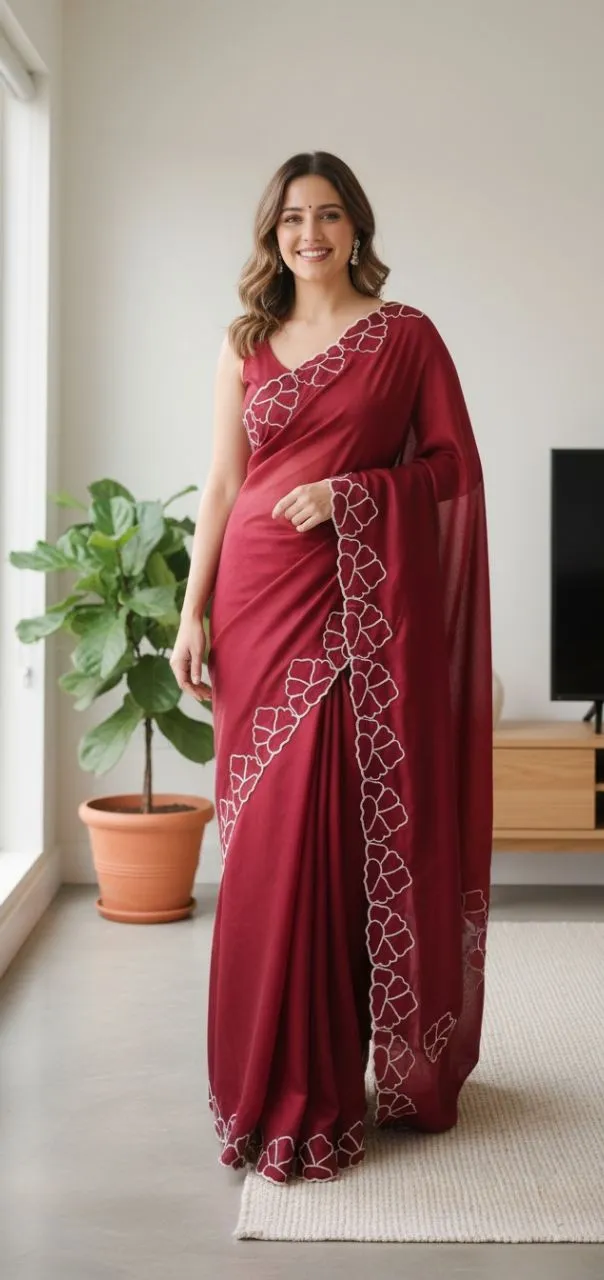 Elegant Maroon Saree