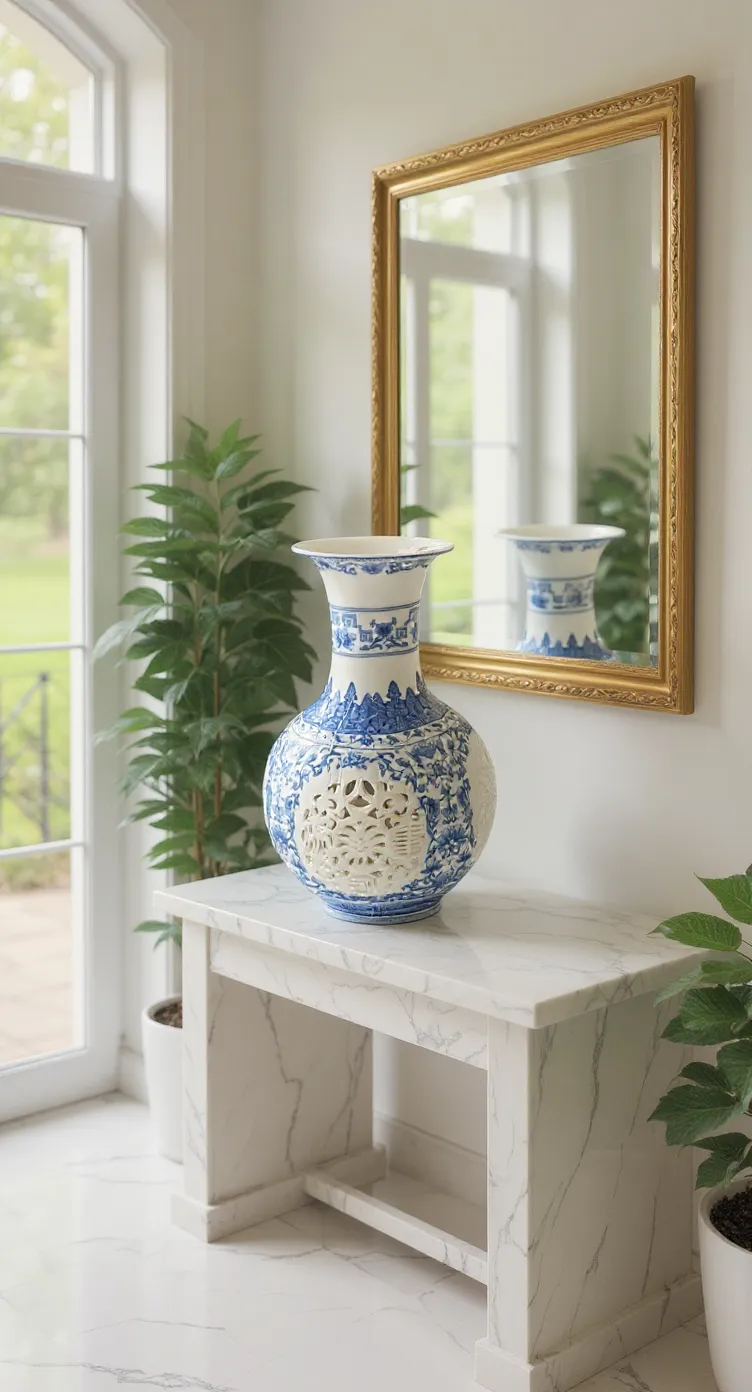 Blue Pottery Flower Vase