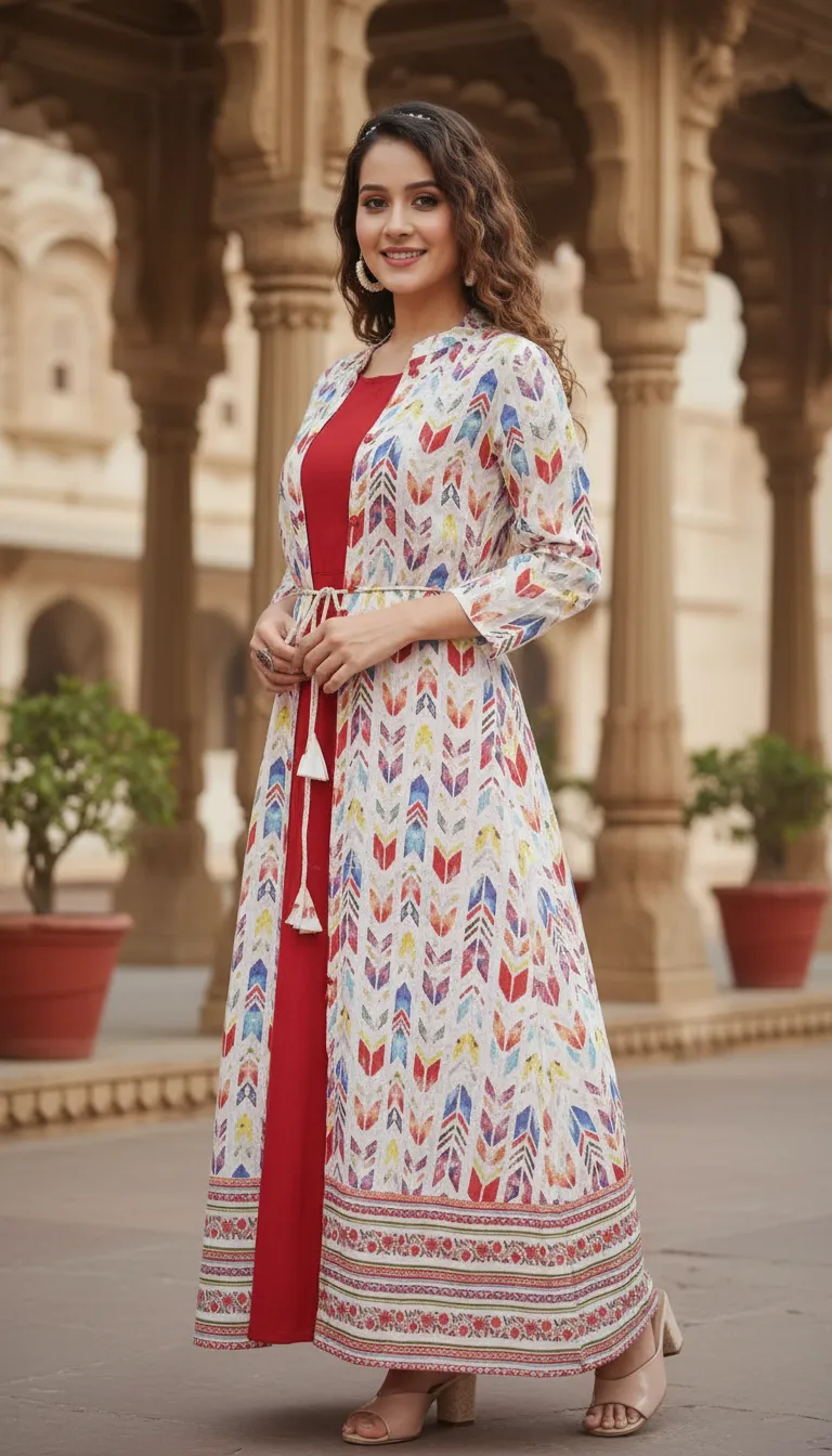Printed Long Anarkali Type Suit