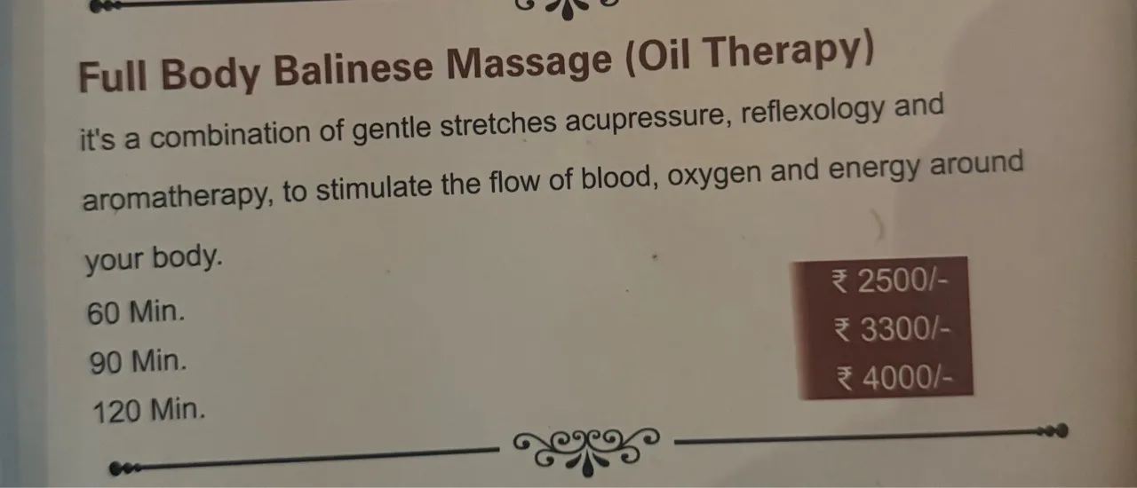 Full Body Balinese Massage (Oil Therapy)