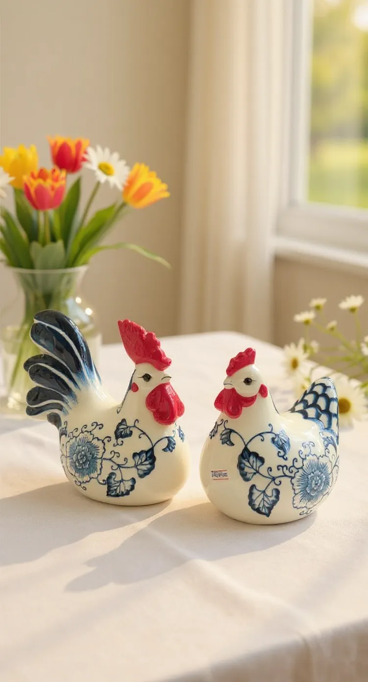 Blue and White Floral Birds