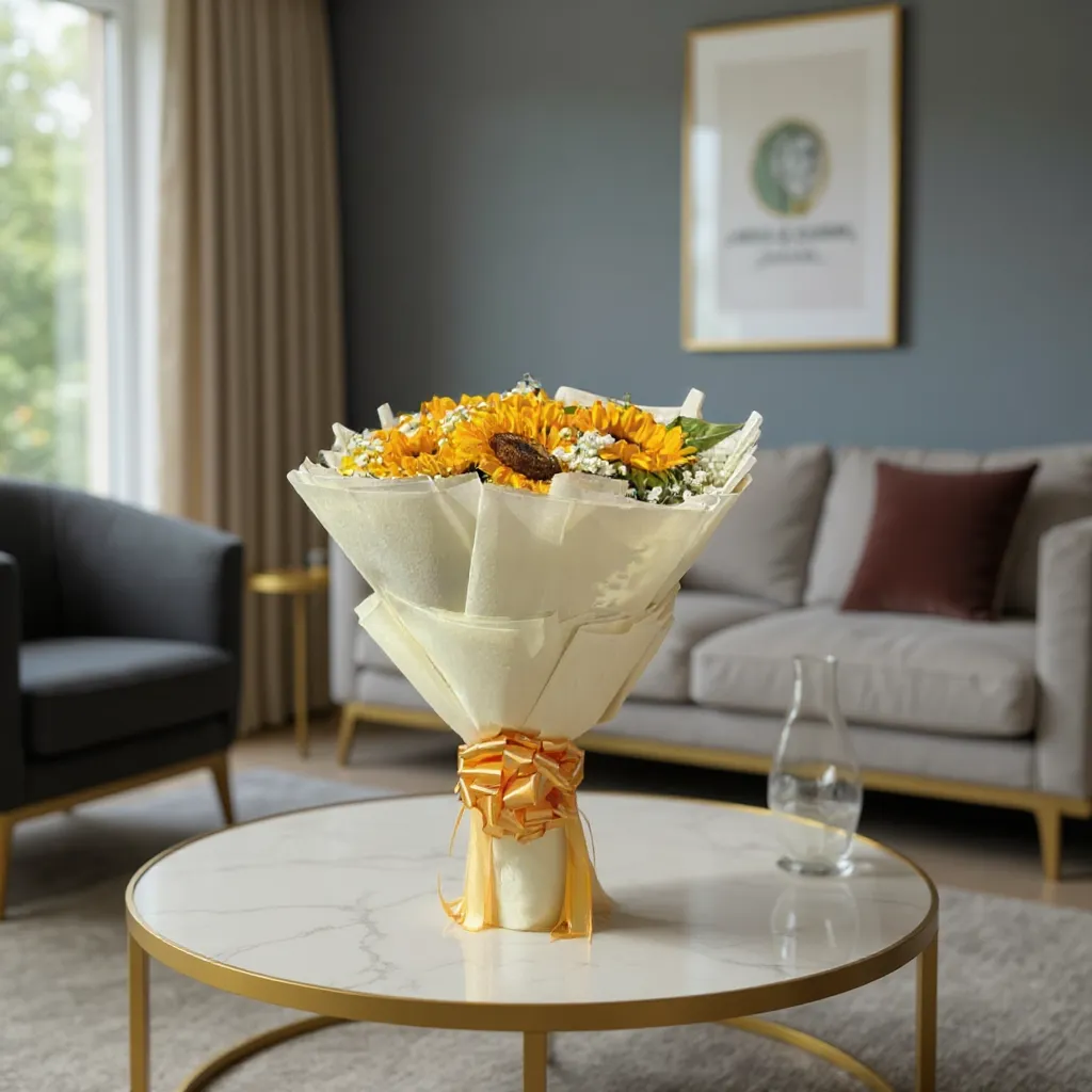 Sunflower Bouquet (White Wrapped) view 2