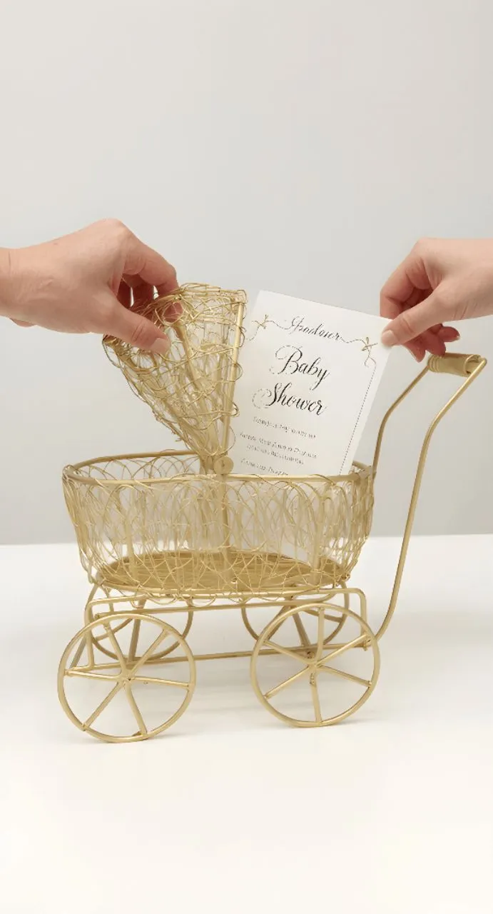 Golden Steel Reusable Basket Bouquet view 3
