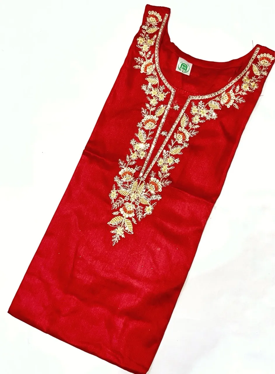 Embroidered Reyon Red Colour Kurti.   Size S(40) M(42) L(44) Chat On Whatapp (8447220915)