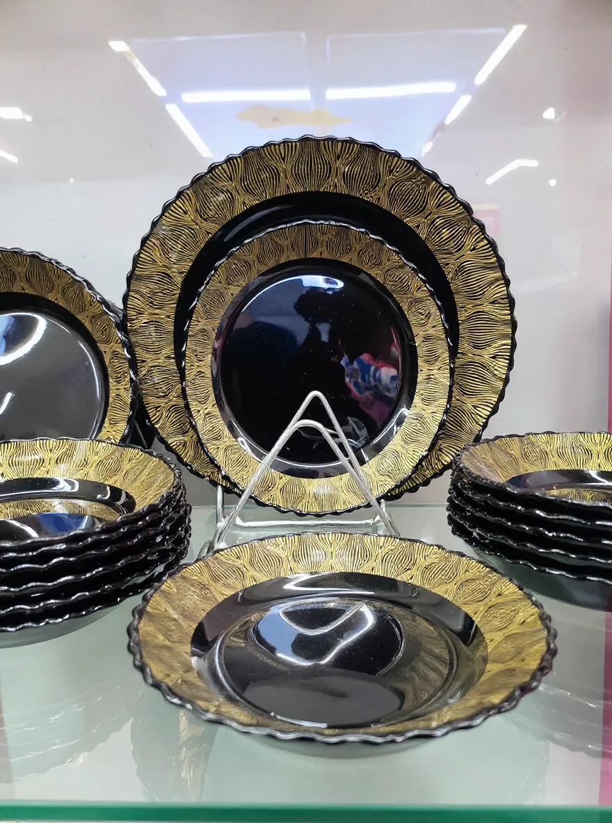 Gold-Trimmed Glass Dinner Set