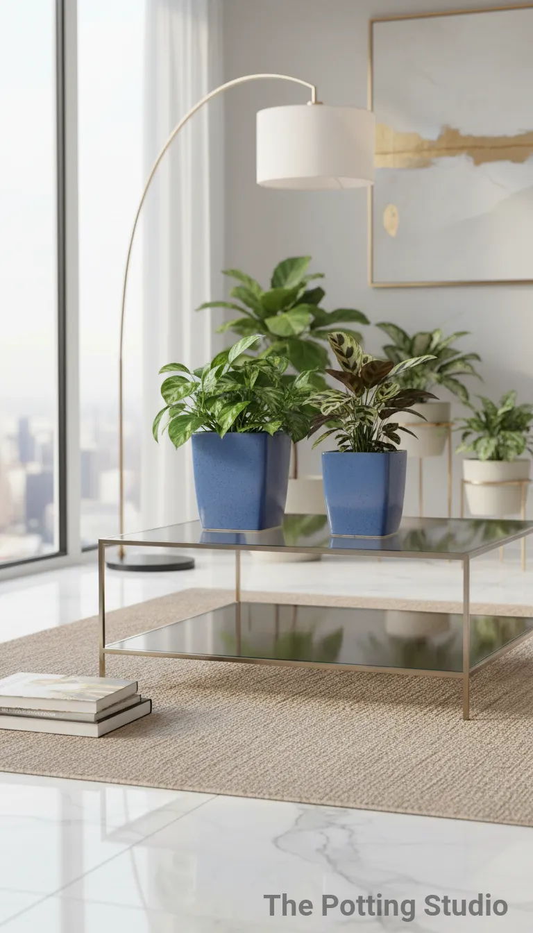 Blue Ceramic Planters Set Of 2Nos 6"H & 5"W