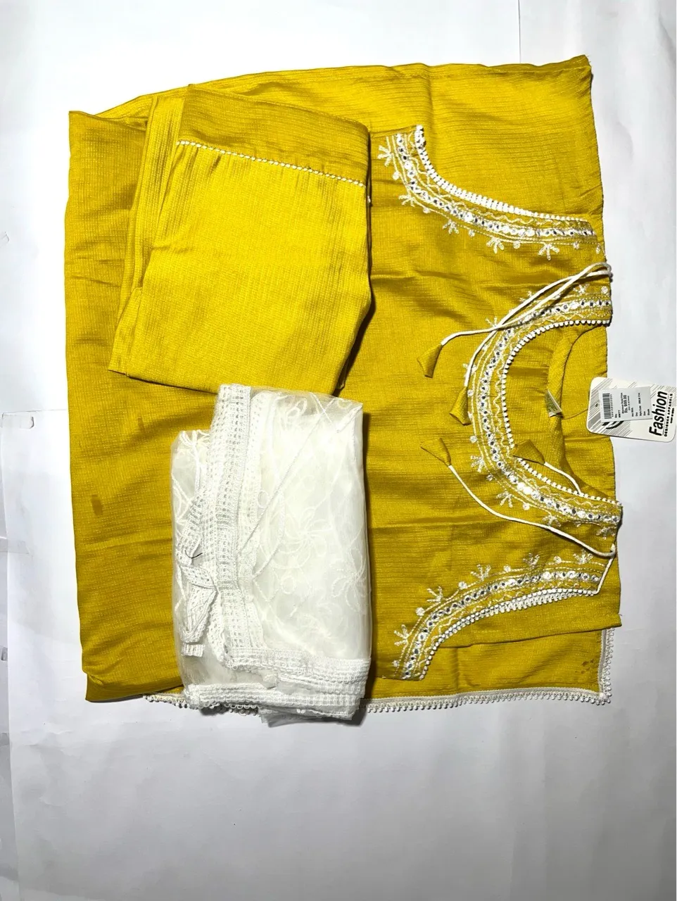 Embroidered Ethnic Kurti Set With Net Dupatta M(42) L(44)