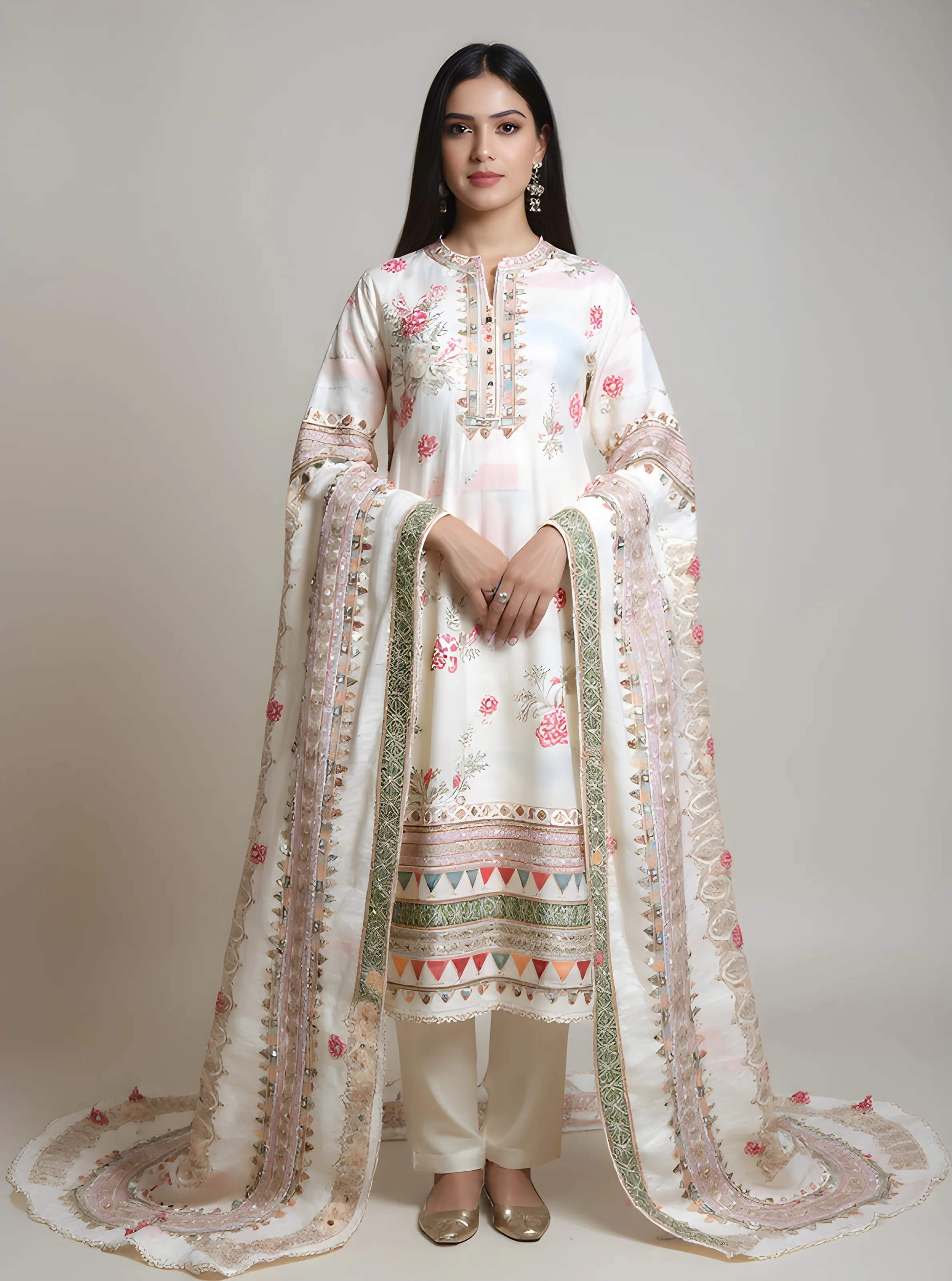 Embroidered Salwar Kameez with Dupatta