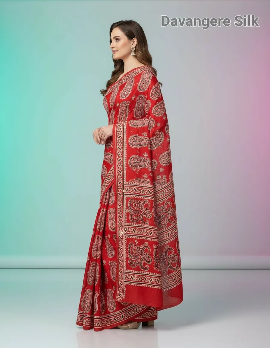 Kalamkari Muslin Silk Saree