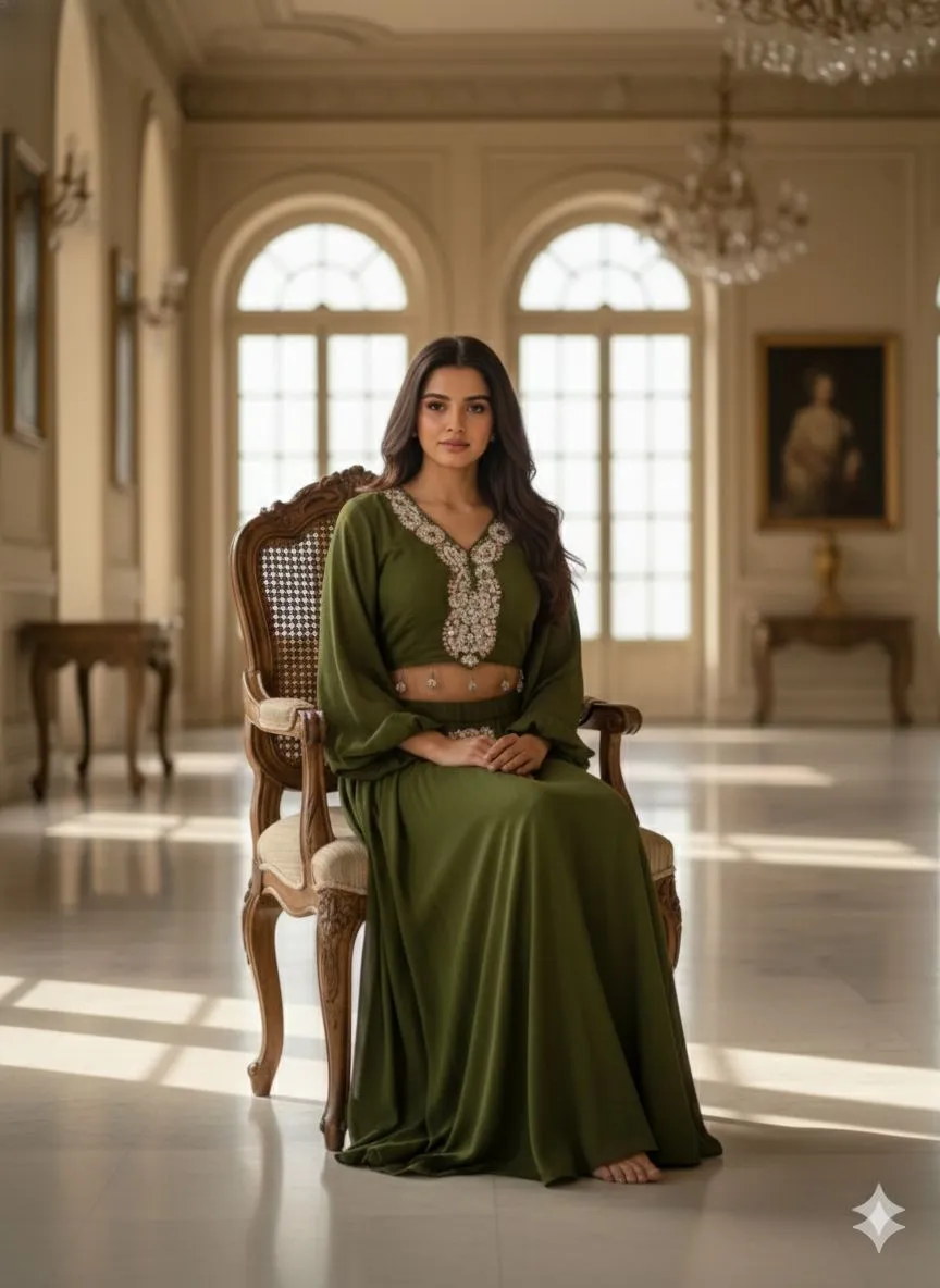 Emerald Green Lehenga Set view 2