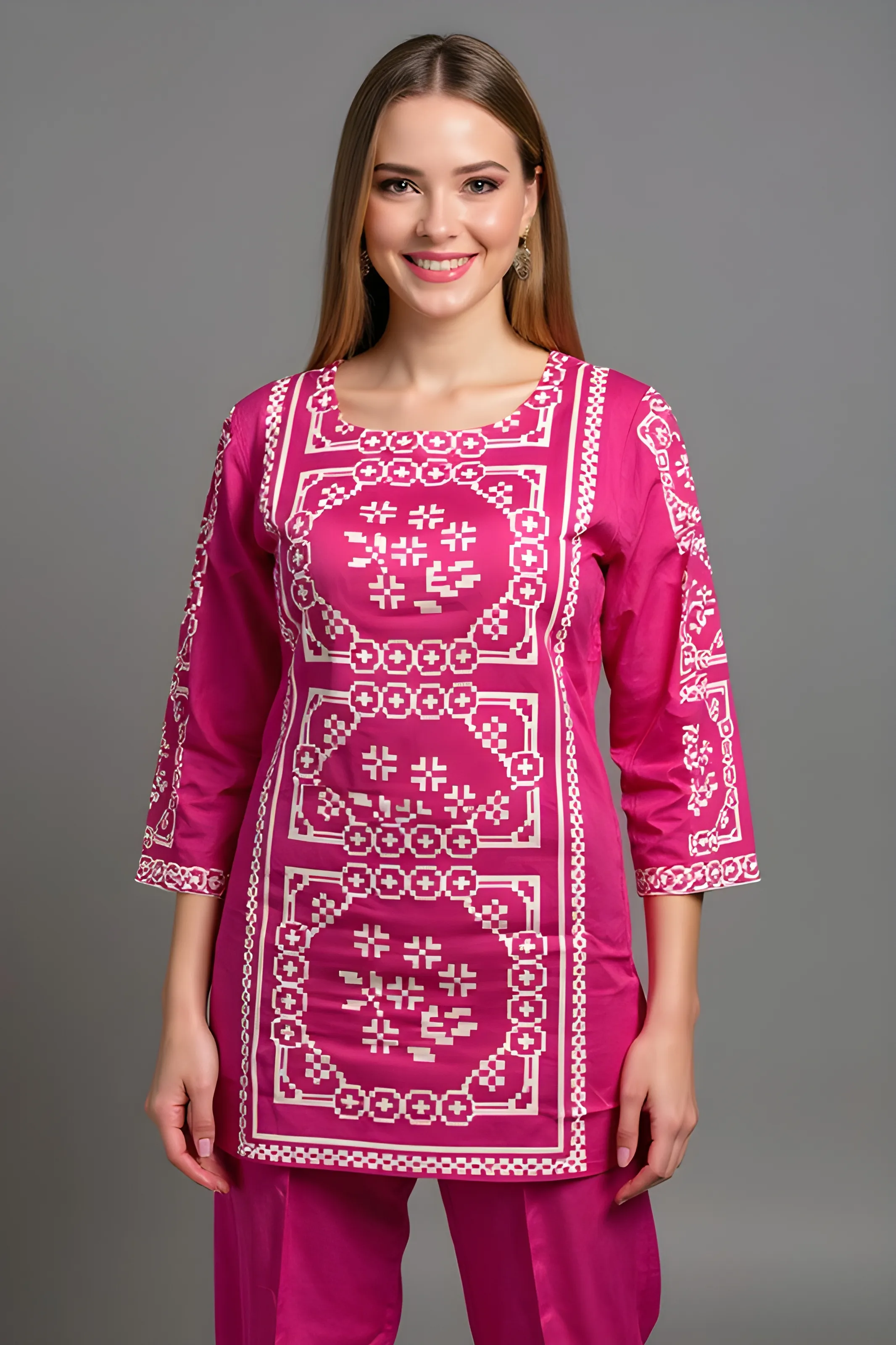 Traditional Pink Kurta Set M TO XXL