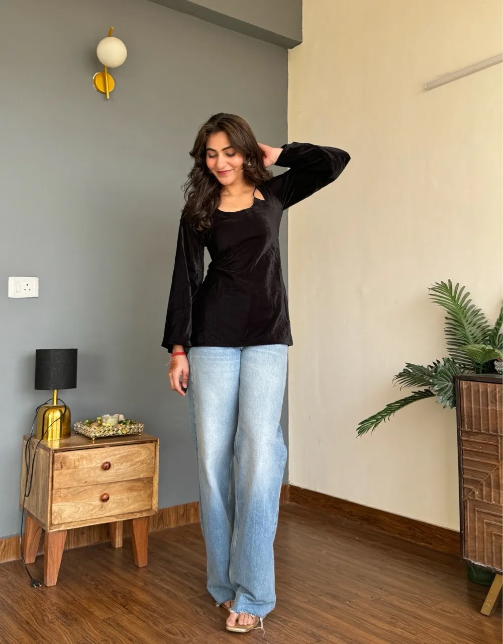 Velvet Halter Neck Kurti view 2