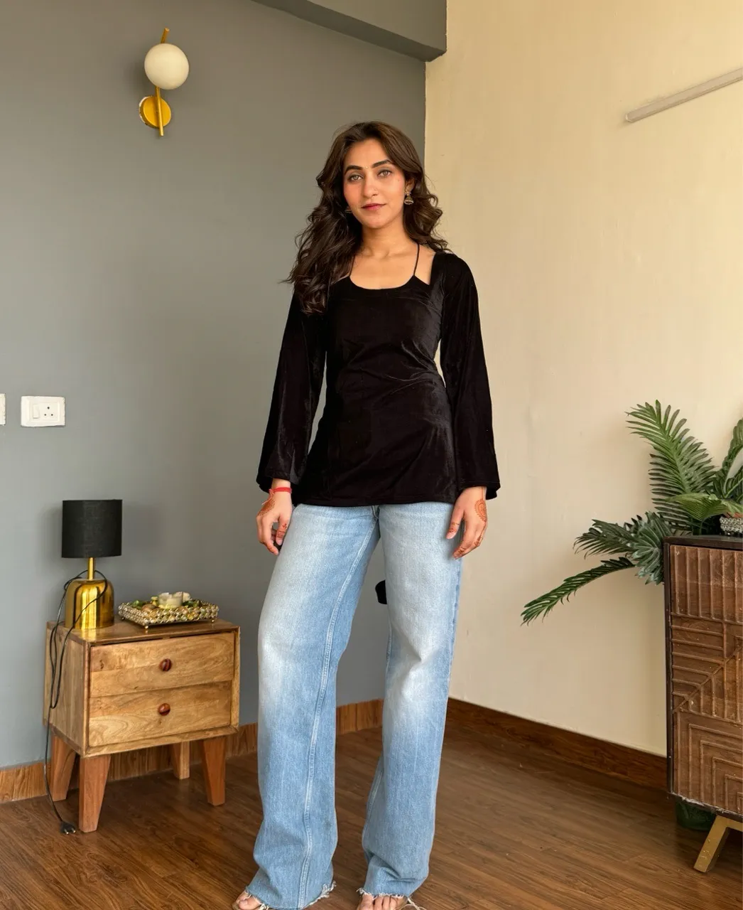 Velvet Halter Neck Kurti