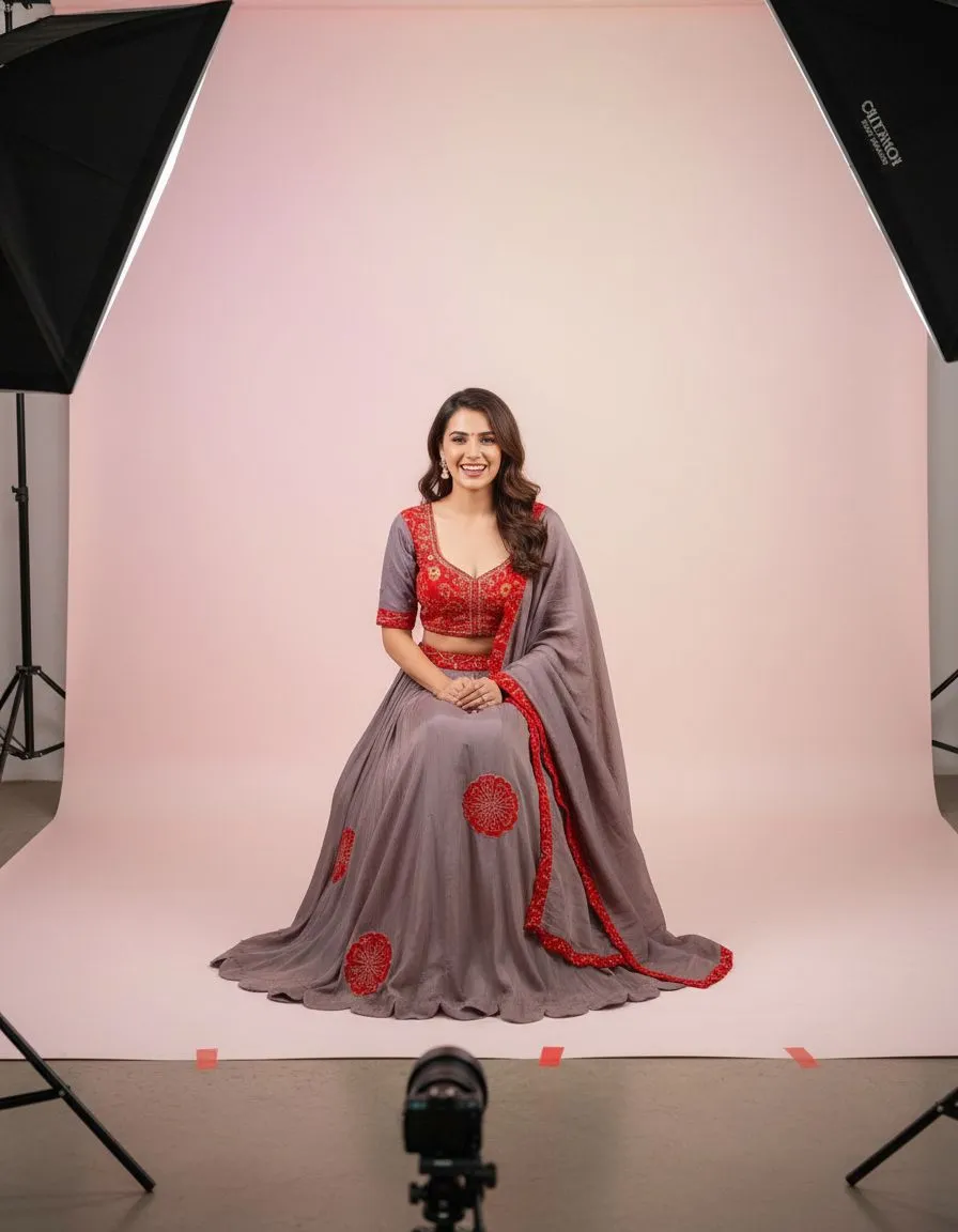 Embroidered Lehenga Set view 2