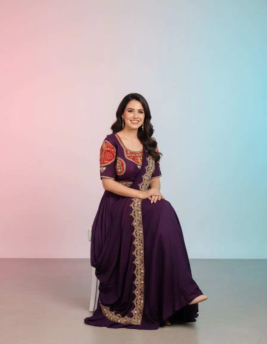 Embroidered Silk Saree view 2