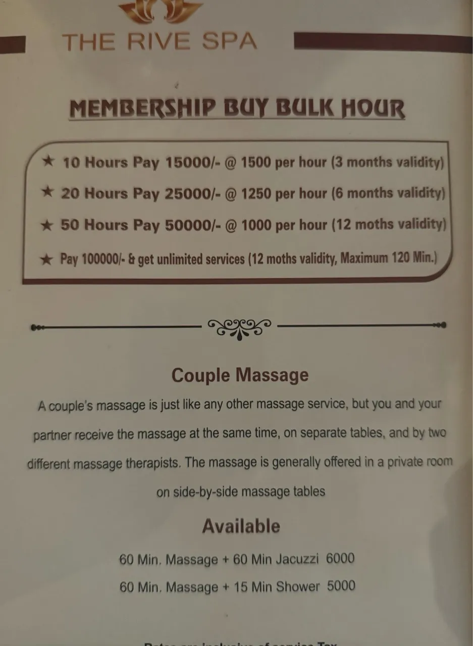 The Rive Spa Membership Buy Bulk Hour