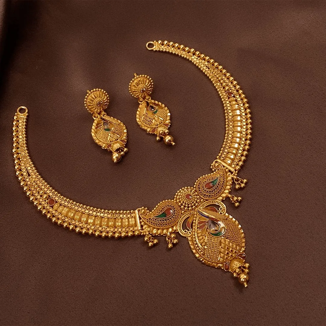 Gold Peacock Necklace Set