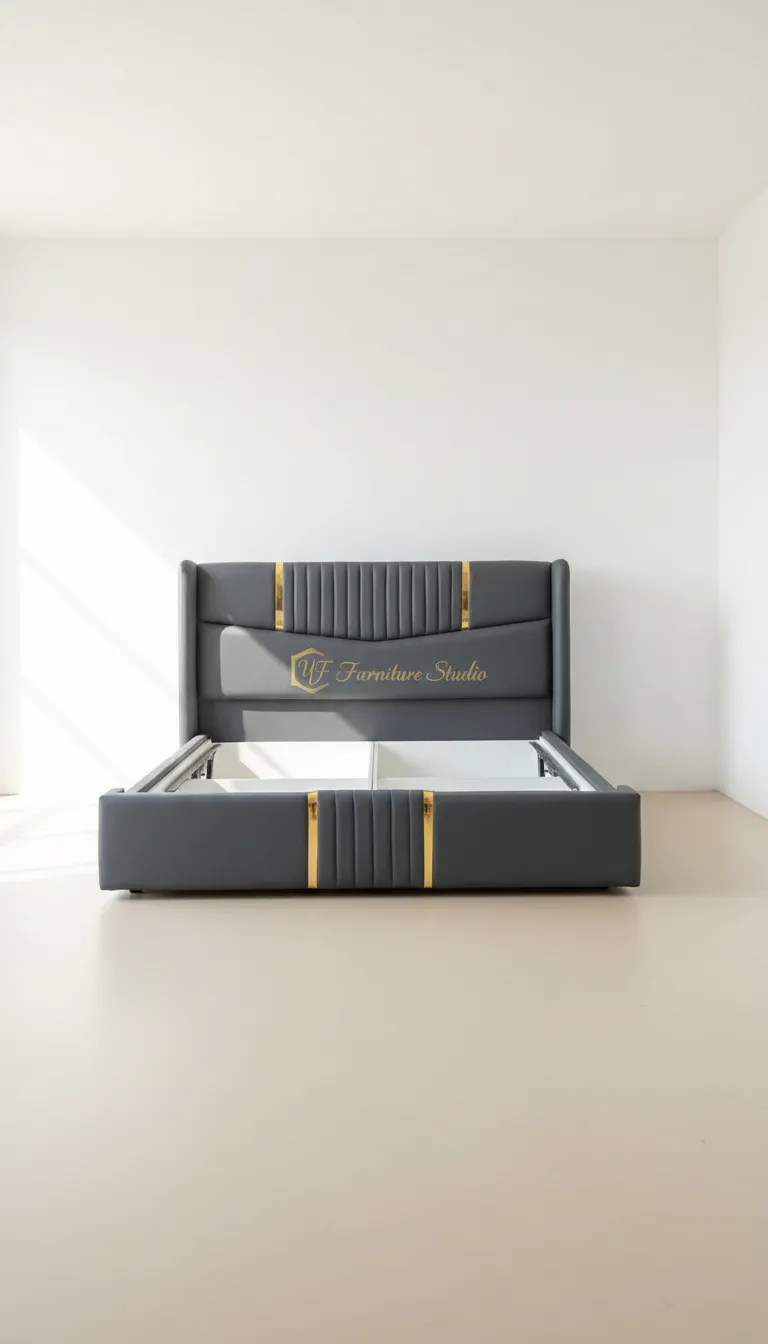 Upholstery Bed Grey Line