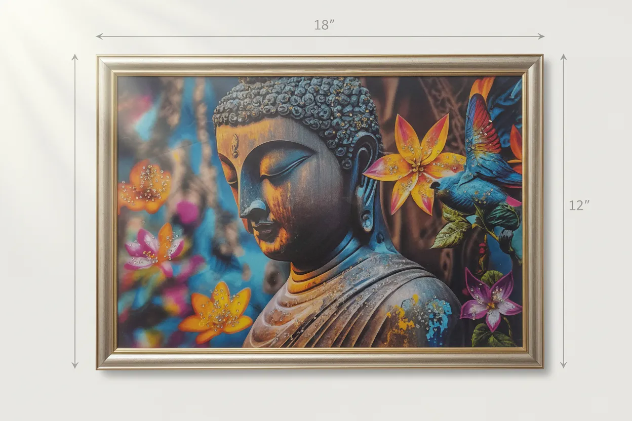 Buddha Flower Artwork 12"H & 18"W