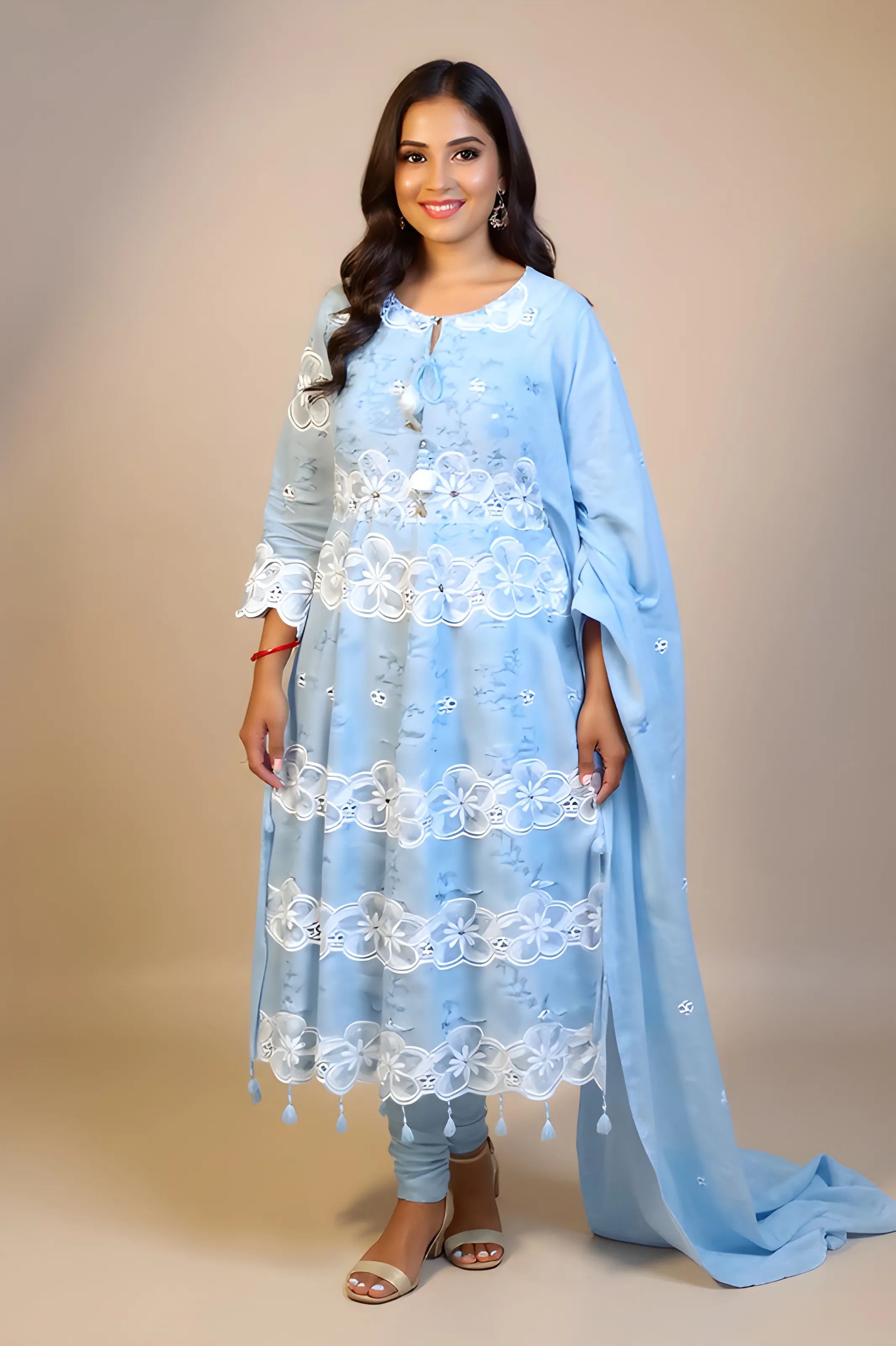 Embroidered Blue Kurti S-Xl