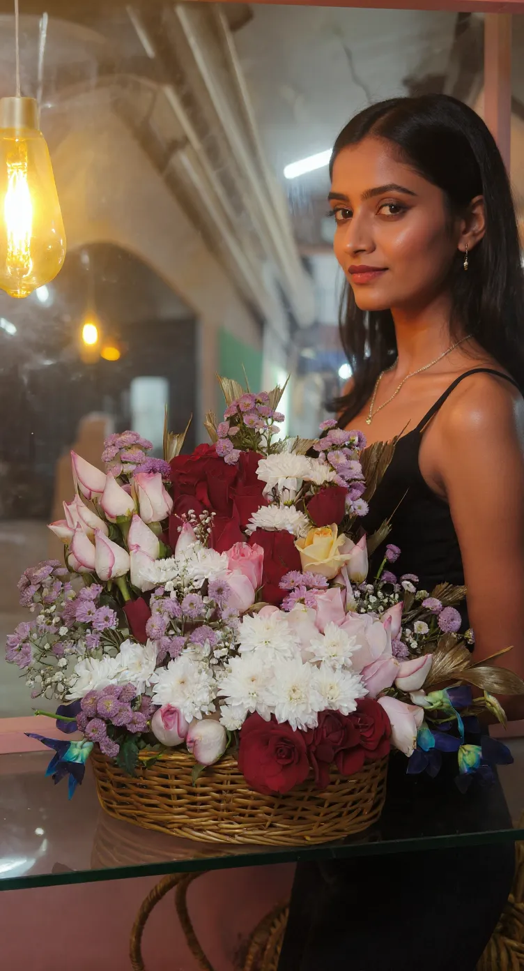 Floral Basket Bouquet (10inch)