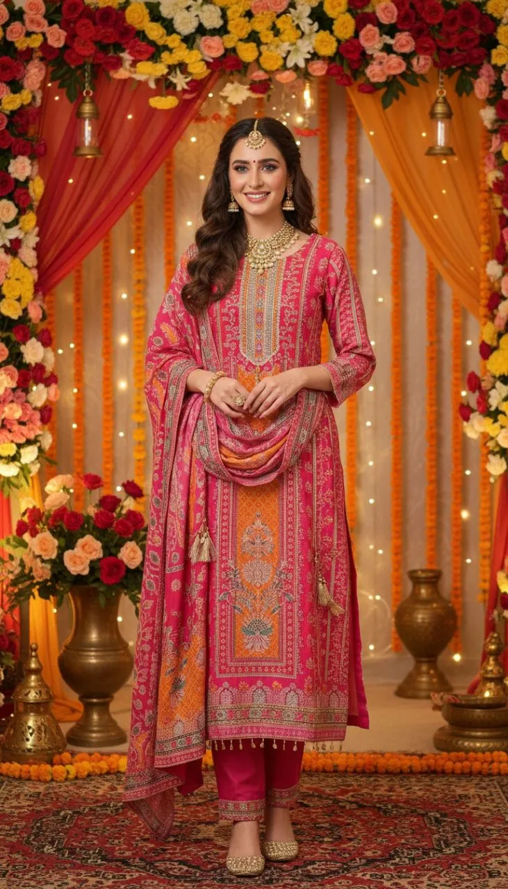 Embroidered Silk Kurta Set