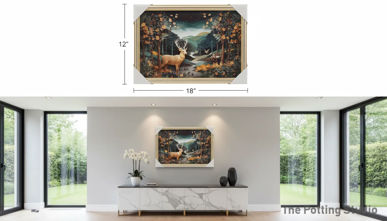 Framed Deer Forest Scene 12 "H & 18"W