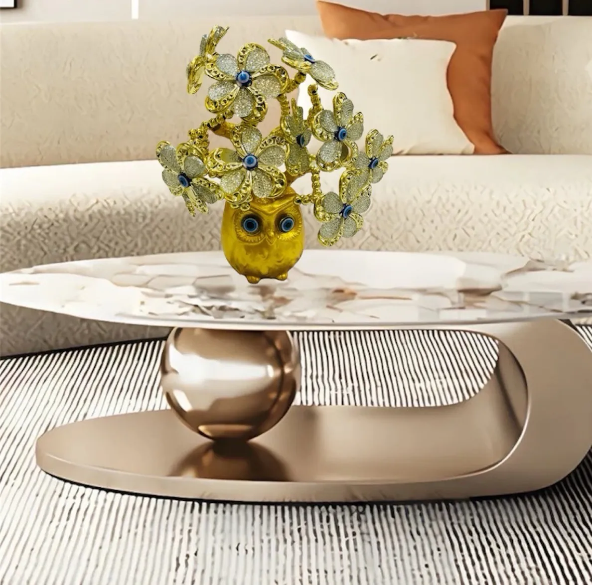 Golden Evil eye Owl Decor