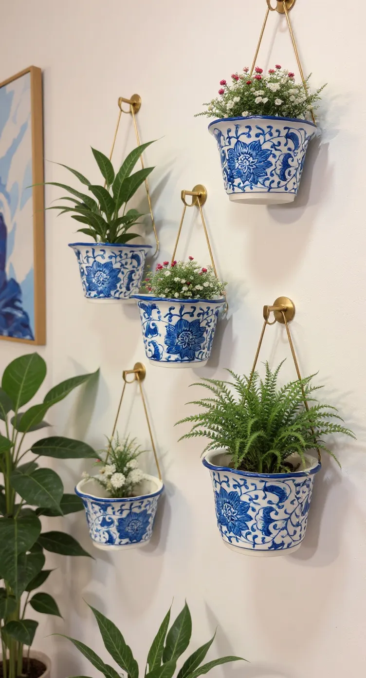Blue Floral Ceramic Pots