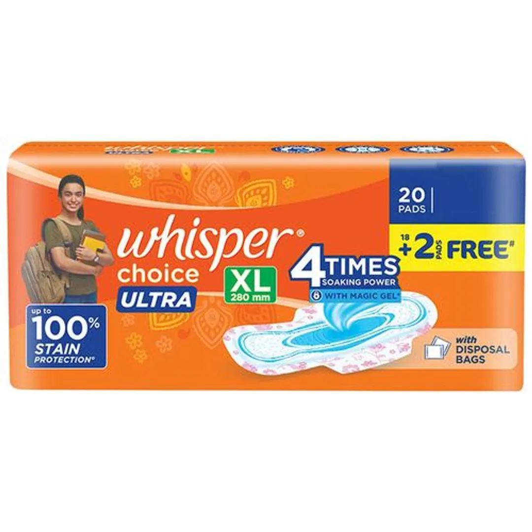 Whisper Choice Ultra XL Sanitary Pads 20 Pieces