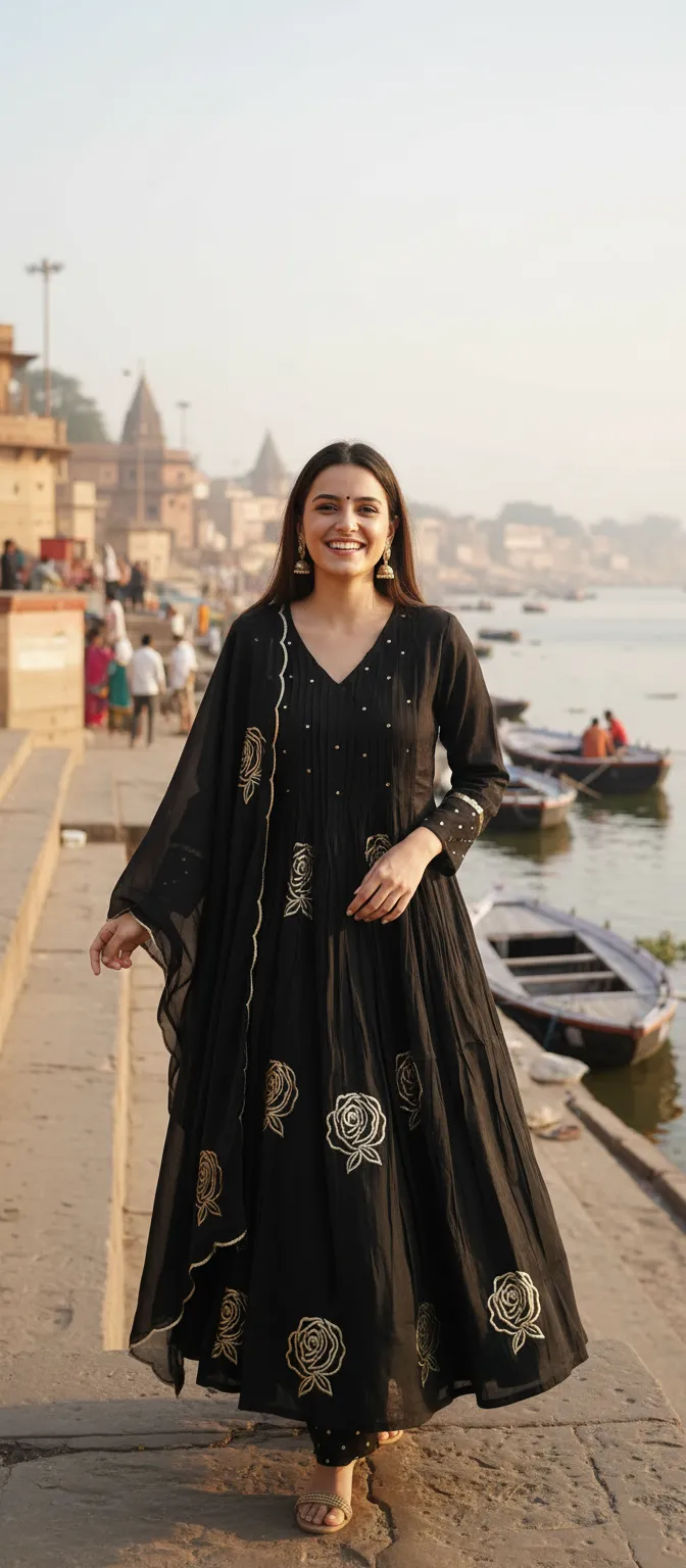 Embroidered Black Suit