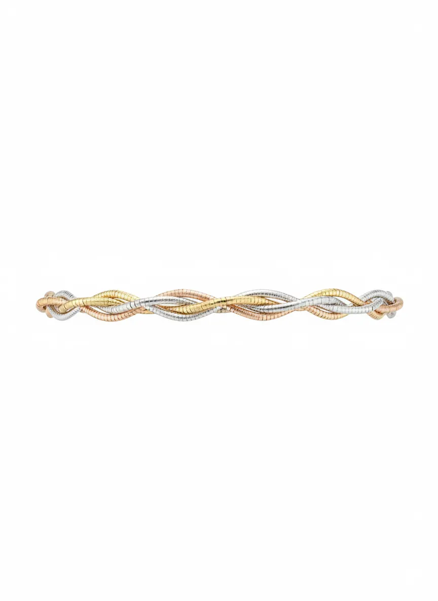 Braided Gold & Rose Gold With Silver Bracelet