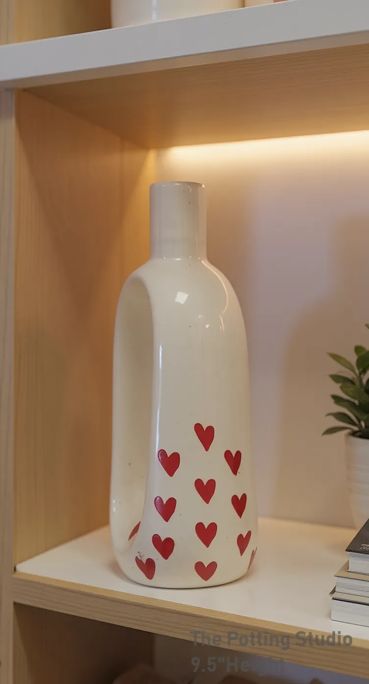 Heart Pattern Vase 9.5"Height