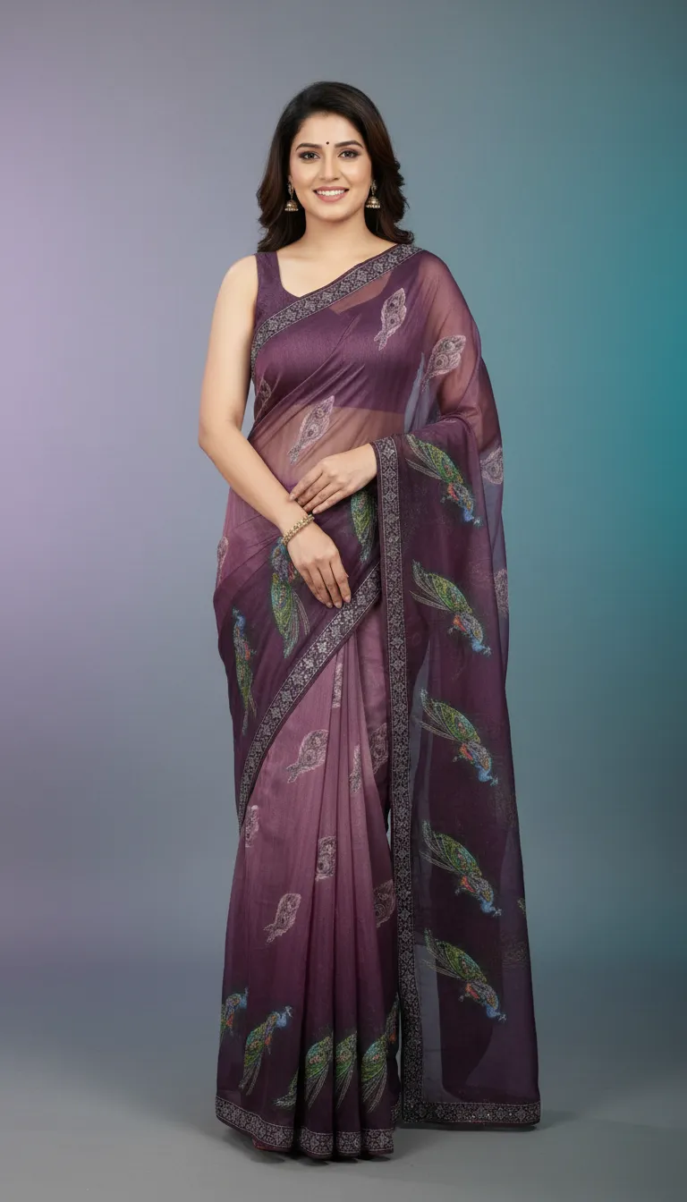 Embroidered Leo Saree.