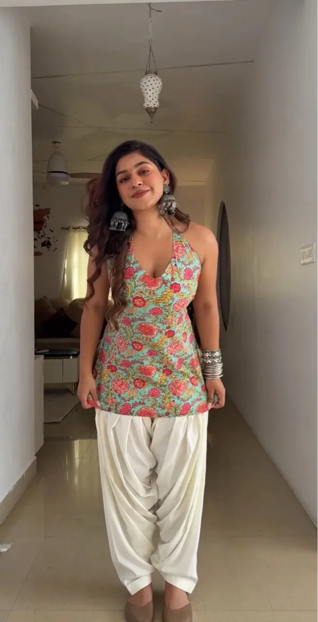 Mint Blue Corset Kurti and Patiyala Set view 4