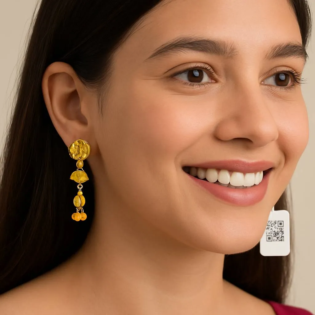 Gold Floral Drop Earrings