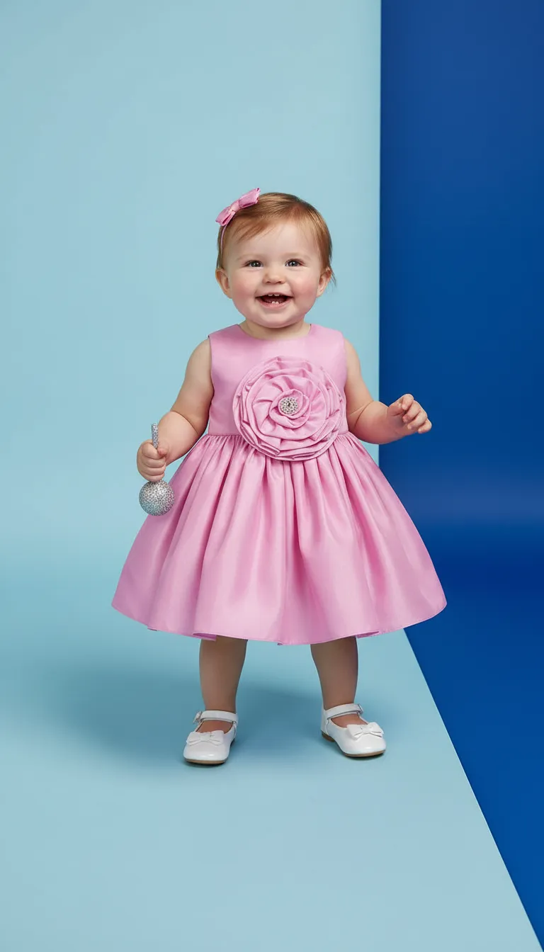 Pink Satin Girls Dress