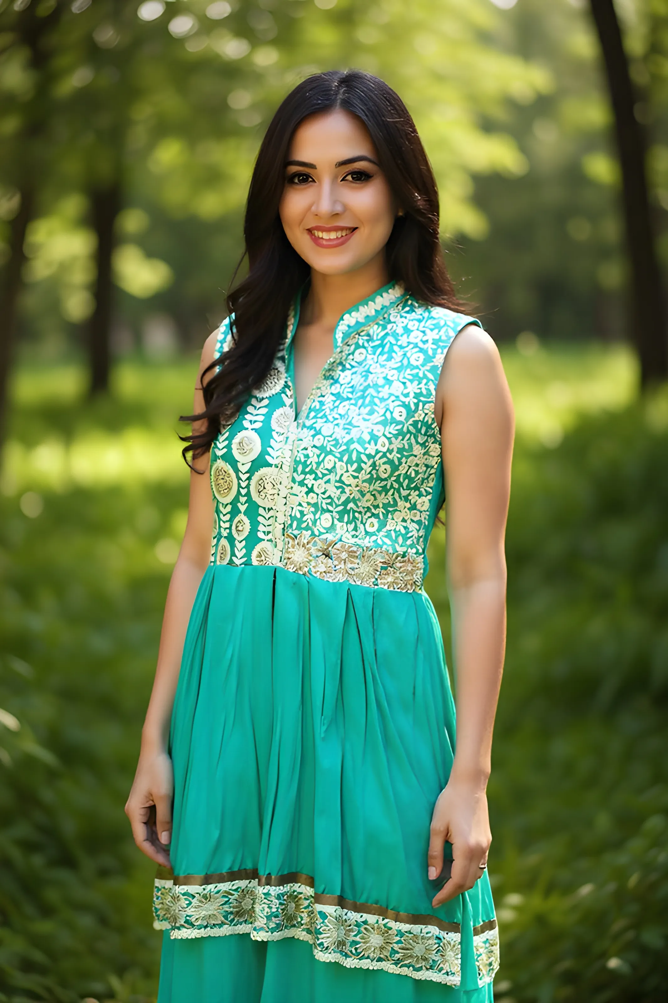 Embroidered Green Kurta Set
